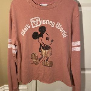 Distressed Cropped Sweatshirt in Dusty Pink